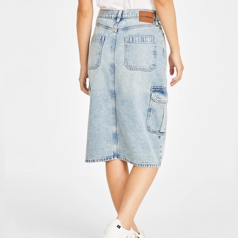 Calvin Klein • cargo denim midi skirt - Picture 3 of 14